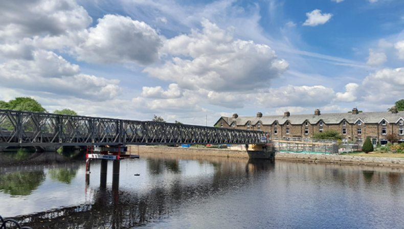Temporary bridge utilised during refurbishments to 13th century listed bridge